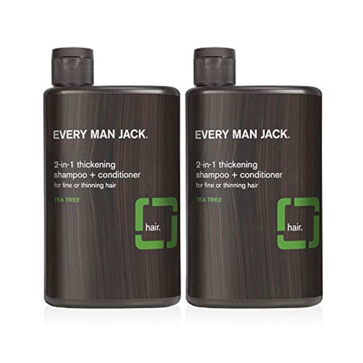 Every Man Jack 2-in-1 bottle pour for coconut-tea-tree cleansing and light thickening.