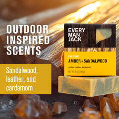 Every Man Jack natural ingredients and shea butter in a bar closeup.