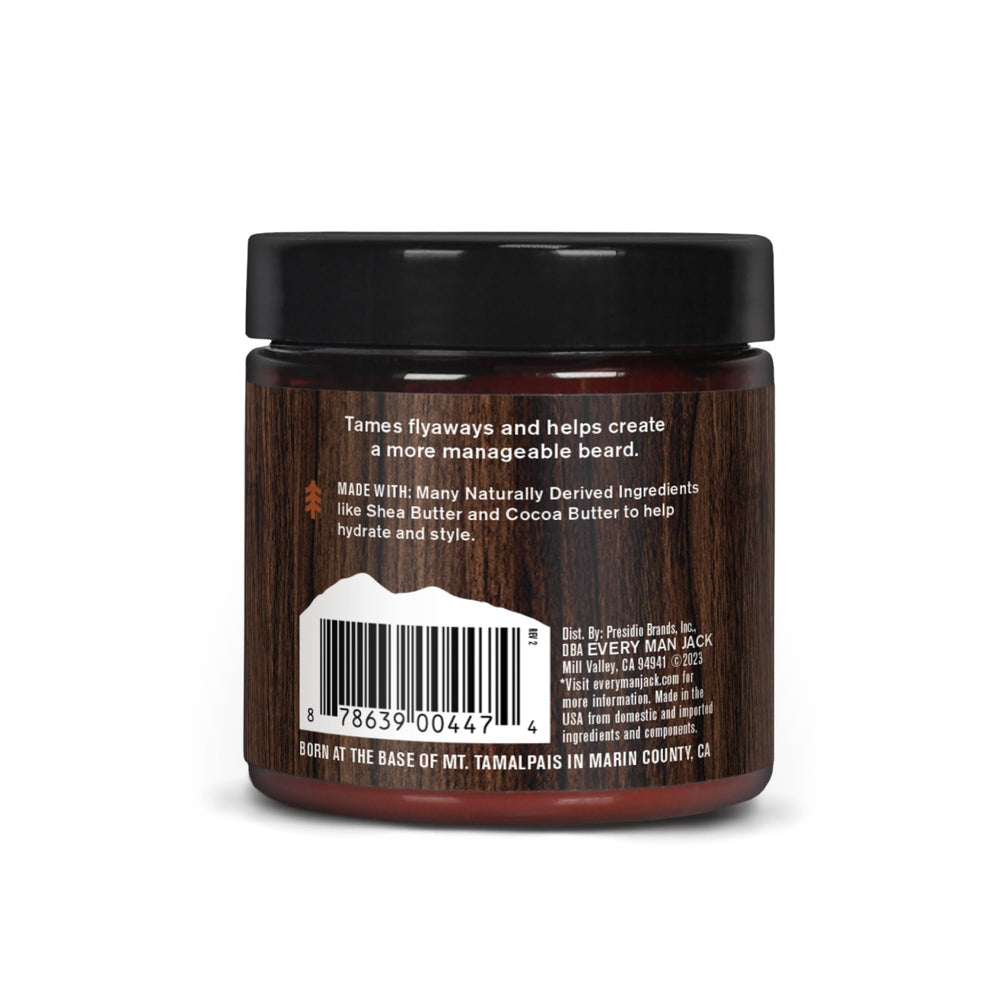 Every Man Jack beard butter lid-open application captures smooth melt