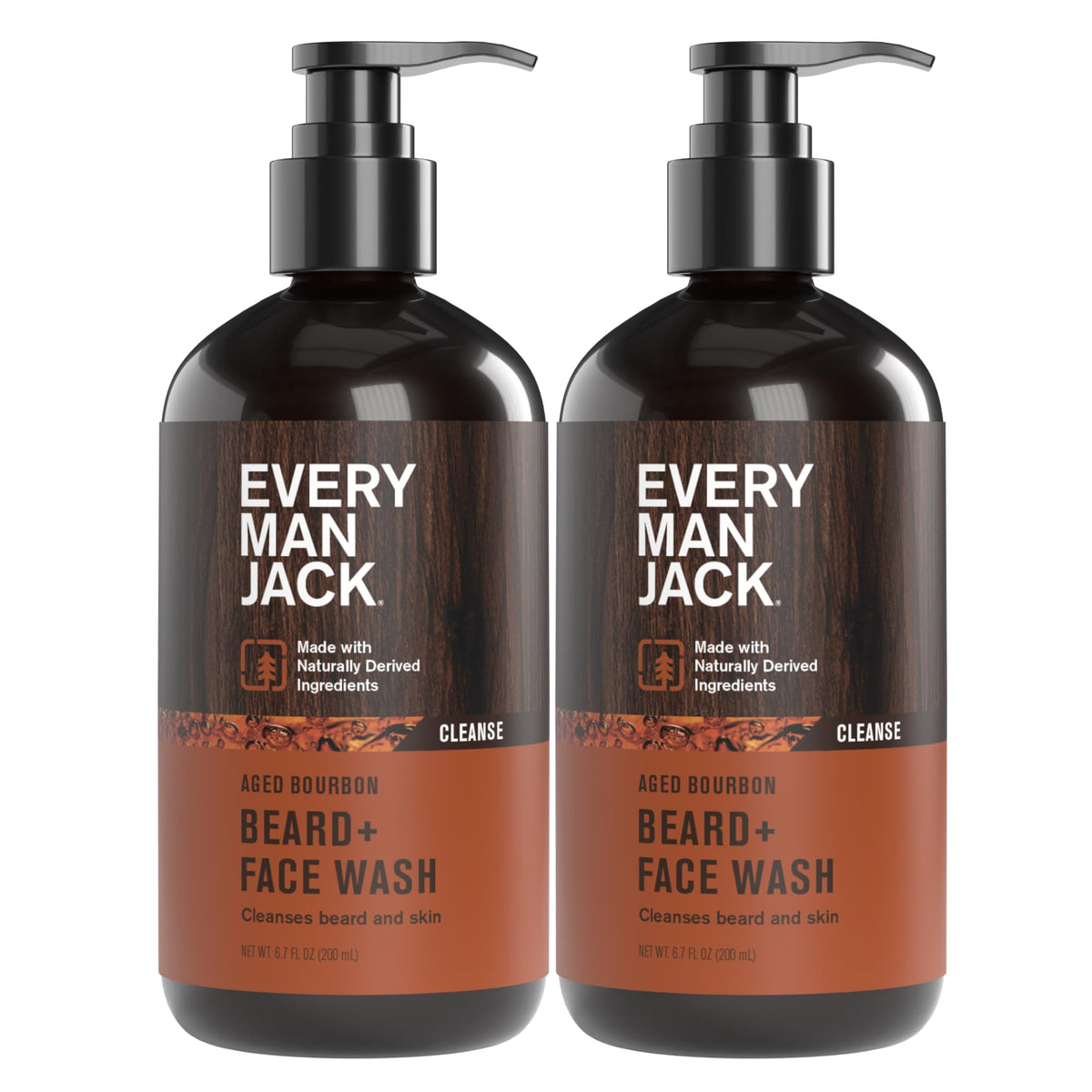 Every Man Jack Beard + Face Wash aged bourbon bottle pour for a refreshing cleanse.