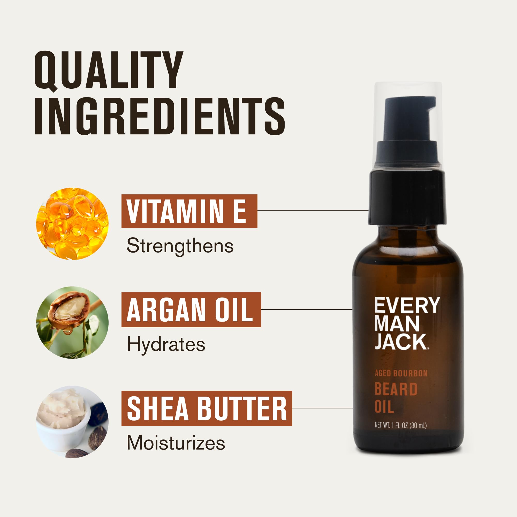 Every Man Jack beard oil aged bourbon bottle hinting argan oil nourishing ingredients