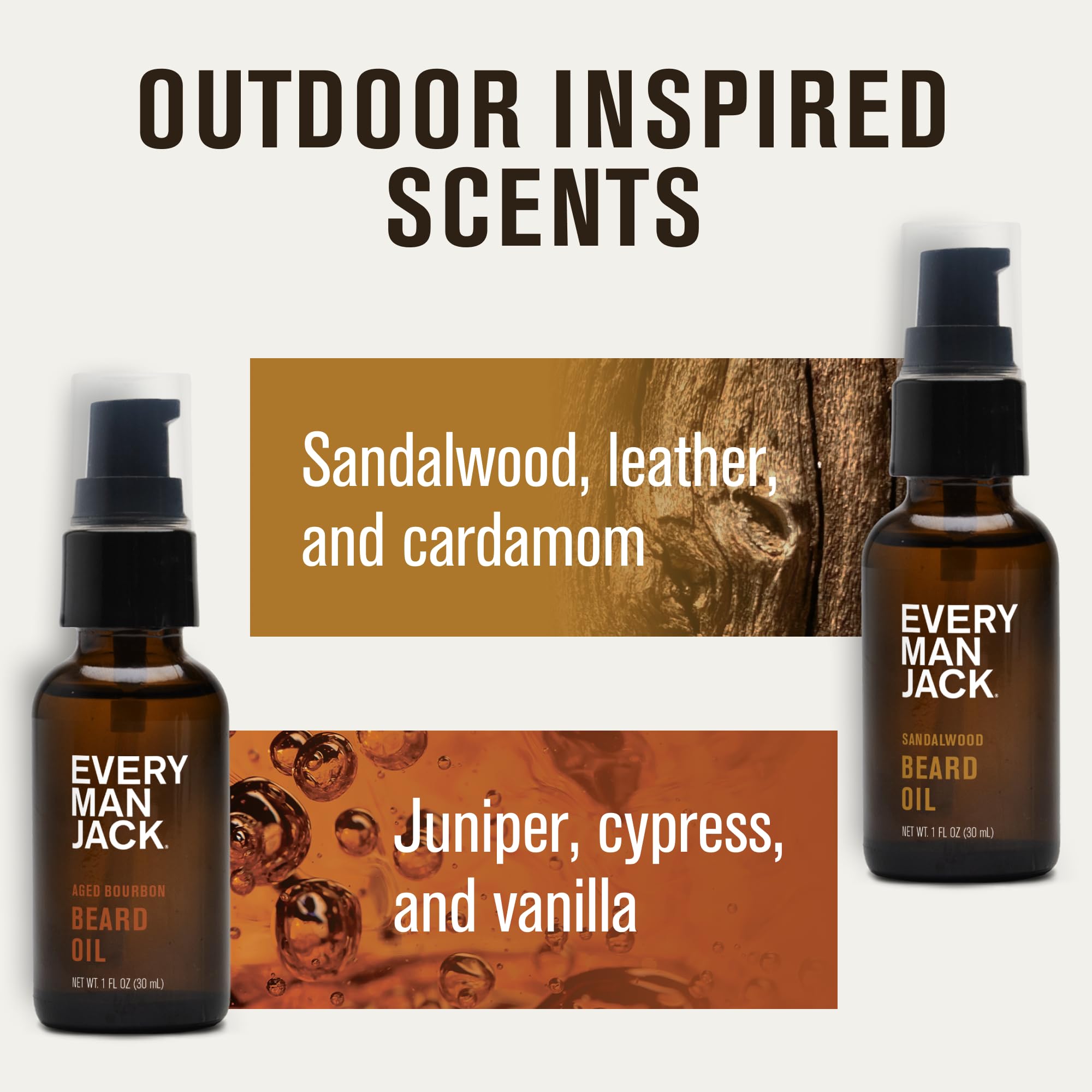 Closeup of nourishing beard oil formula for skin and hair.