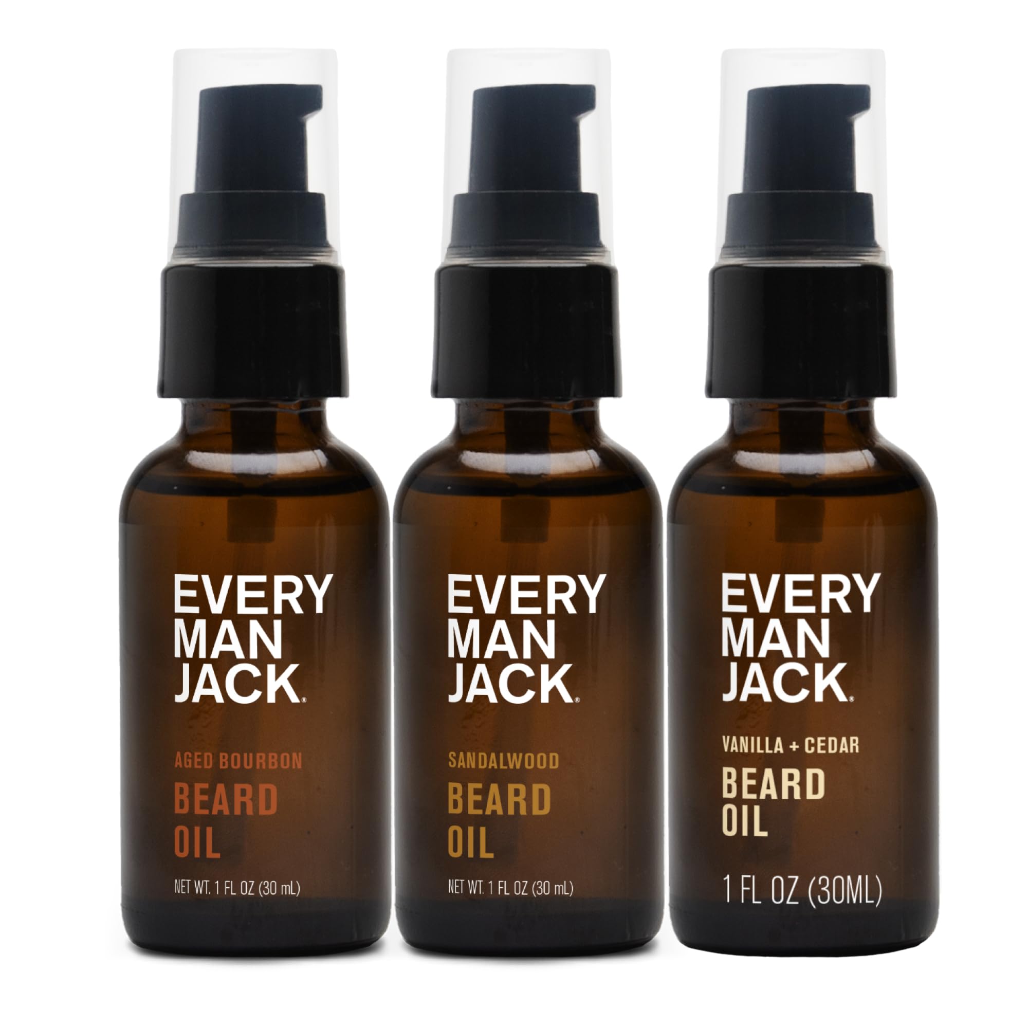 Every Man Jack sandalwood beard oil bottle for a softer beard and nourished skin