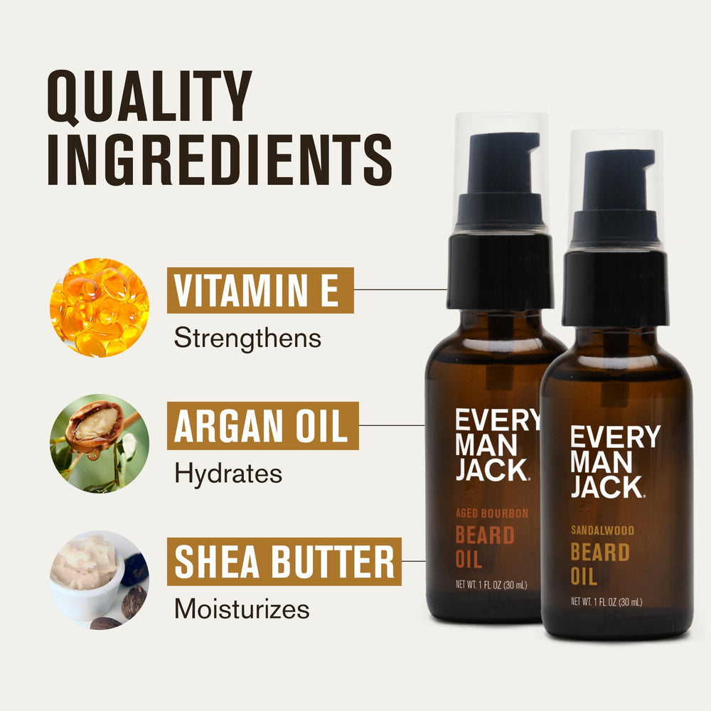 Beard oil on skin softens facial hair and hydrates.
