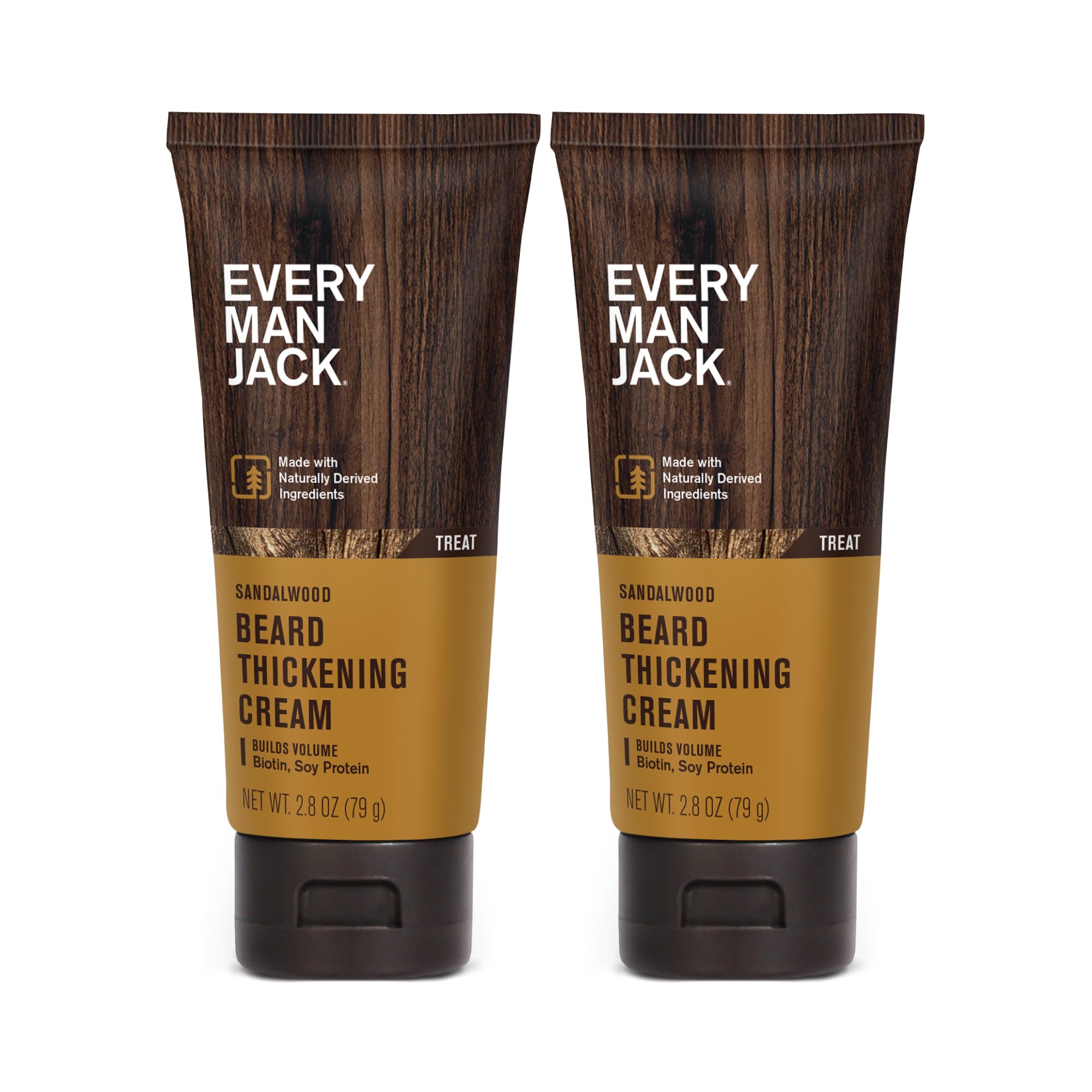 Every Man Jack Beard Thickening Cream bottle for a fuller look and quick absorption.