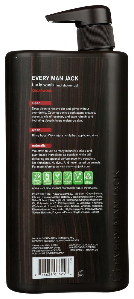 Every Man Jack Cedarwood twin-pack display emphasizing value and home use convenience.