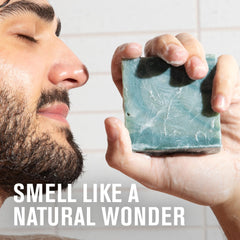 Every Man Jack coconut oil suds graphic illustrates creamy foam for a refreshed cleanse.