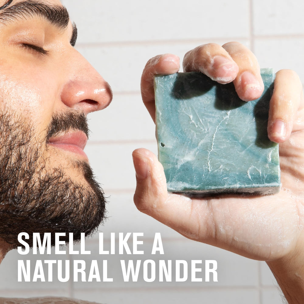 Every Man Jack Cold Plunge bar closeup, rich lather for a deep clean.