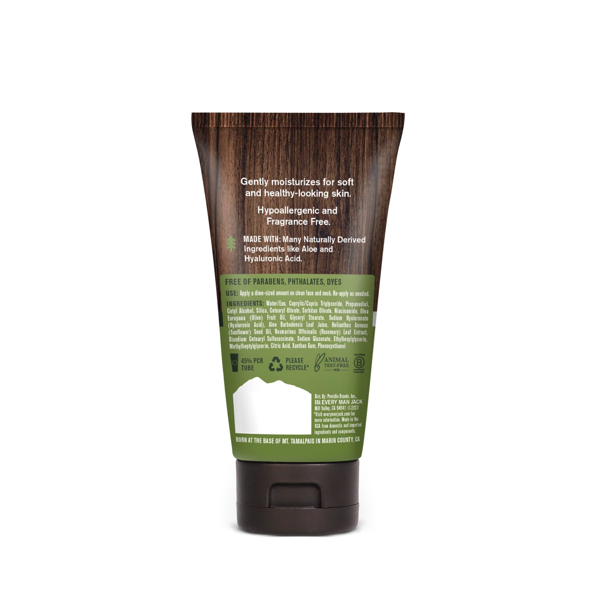 Every Man Jack Daily Face Lotion fragrance-free label for sensitive skin.