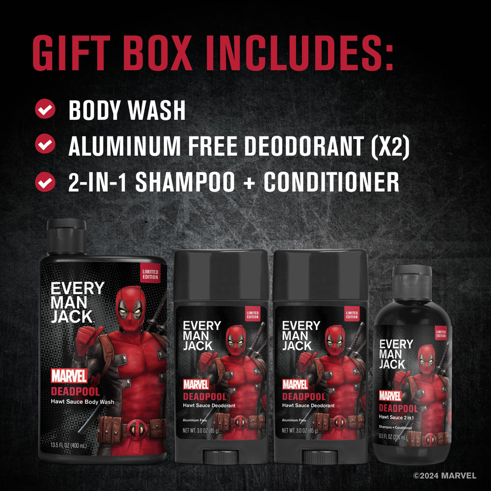Every Man Jack Deadpool 2-in-1 shampoo-conditioner for quick hair care