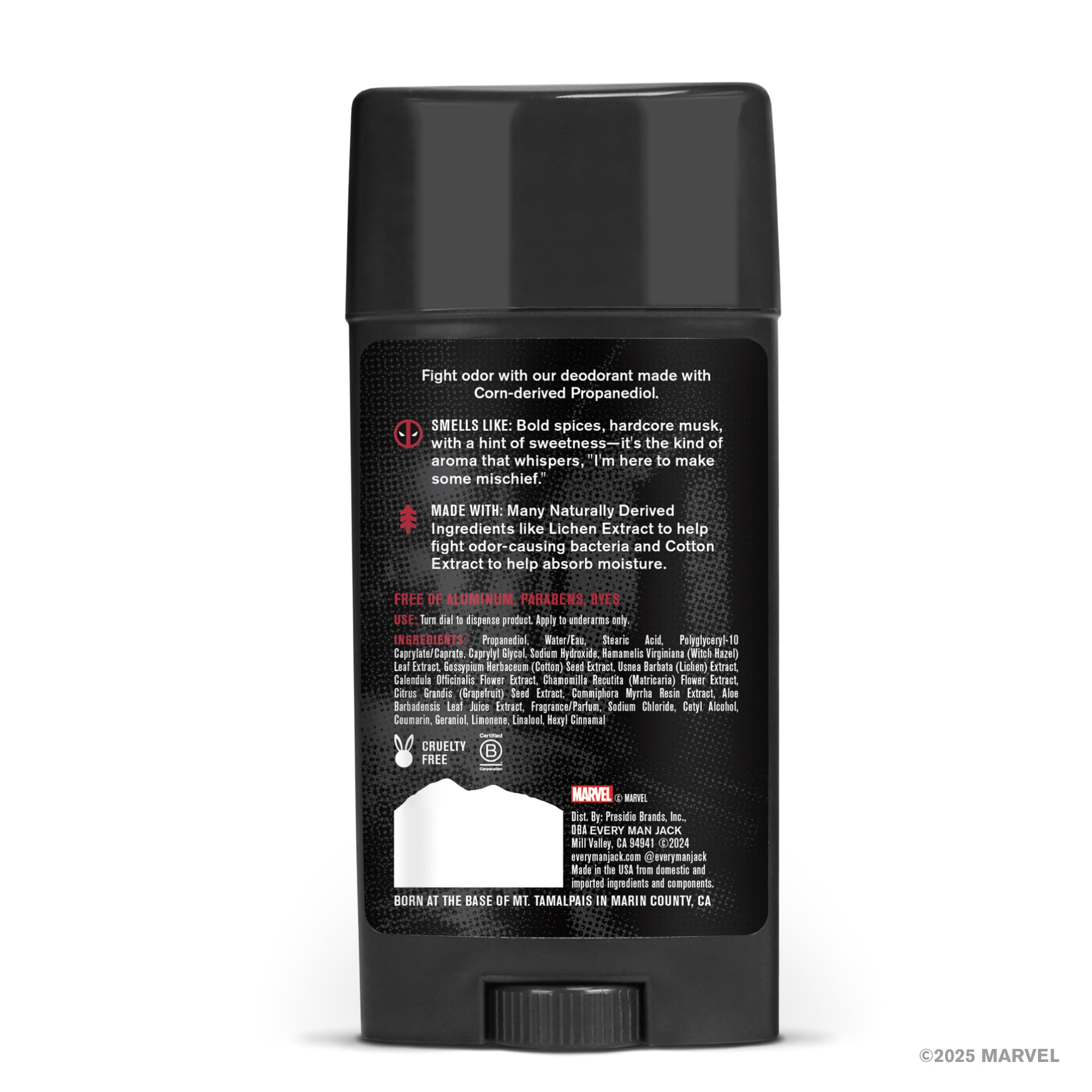 Every Man Jack Deadpool musk and spice scent close-up