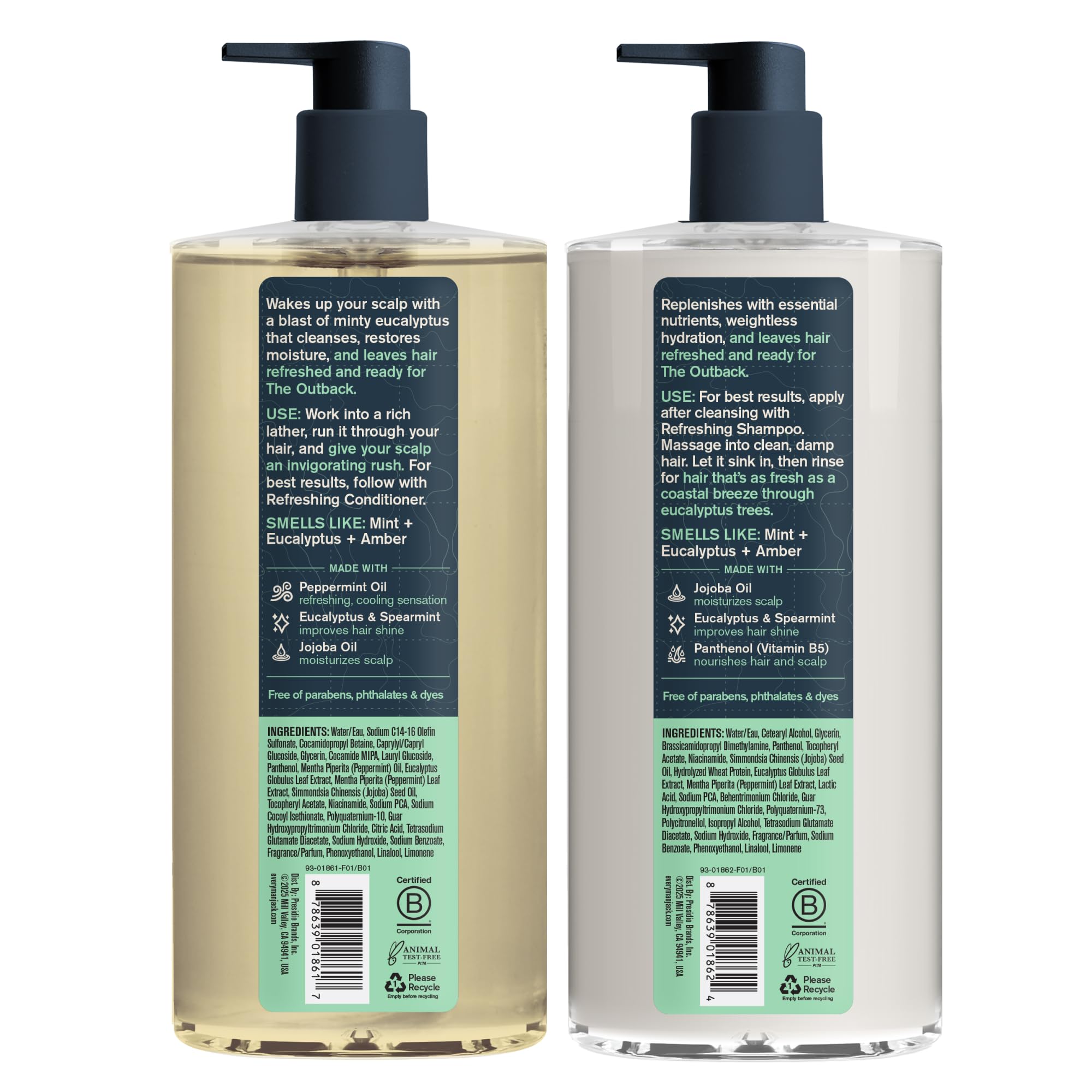 Every Man Jack eucalyptus label closeup highlighting natural ingredients.