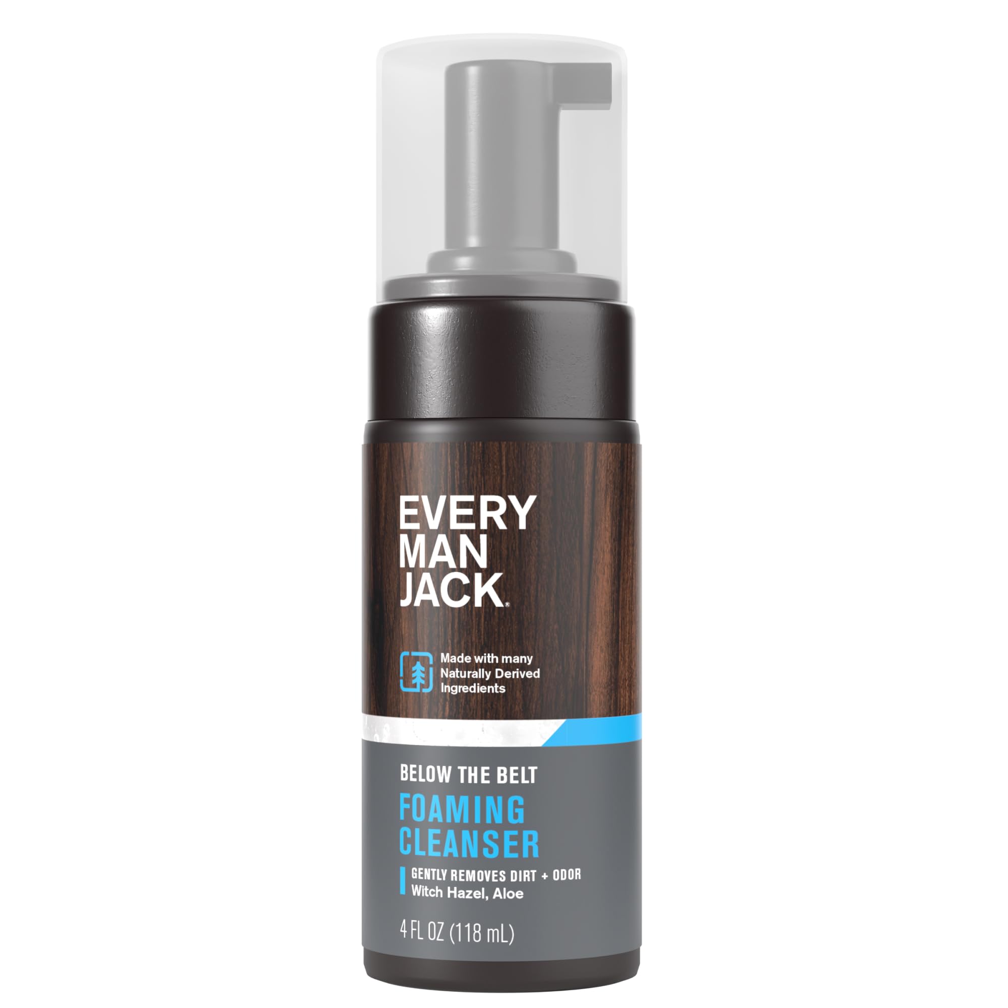 Every Man Jack foaming groin wash bottle for a fresh clean feeling.