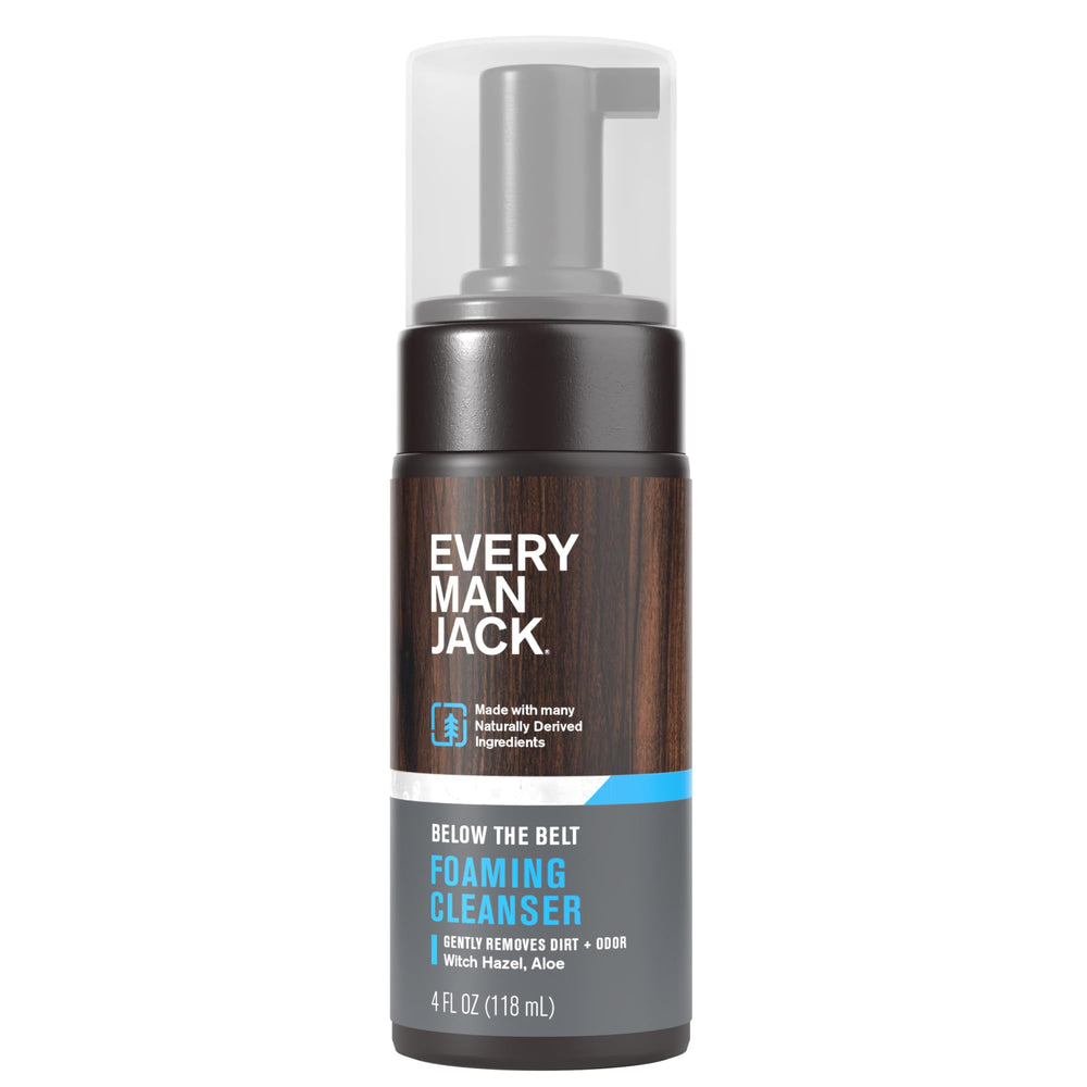 Every Man Jack foaming groin wash bottle for a fresh clean feeling.