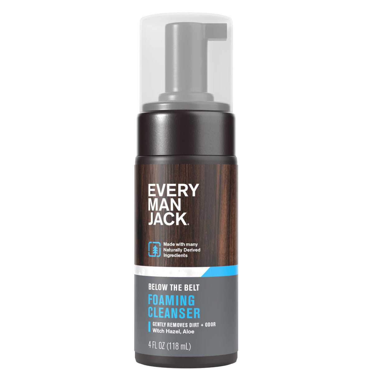 Every Man Jack foaming groin wash bottle for a fresh clean feeling.