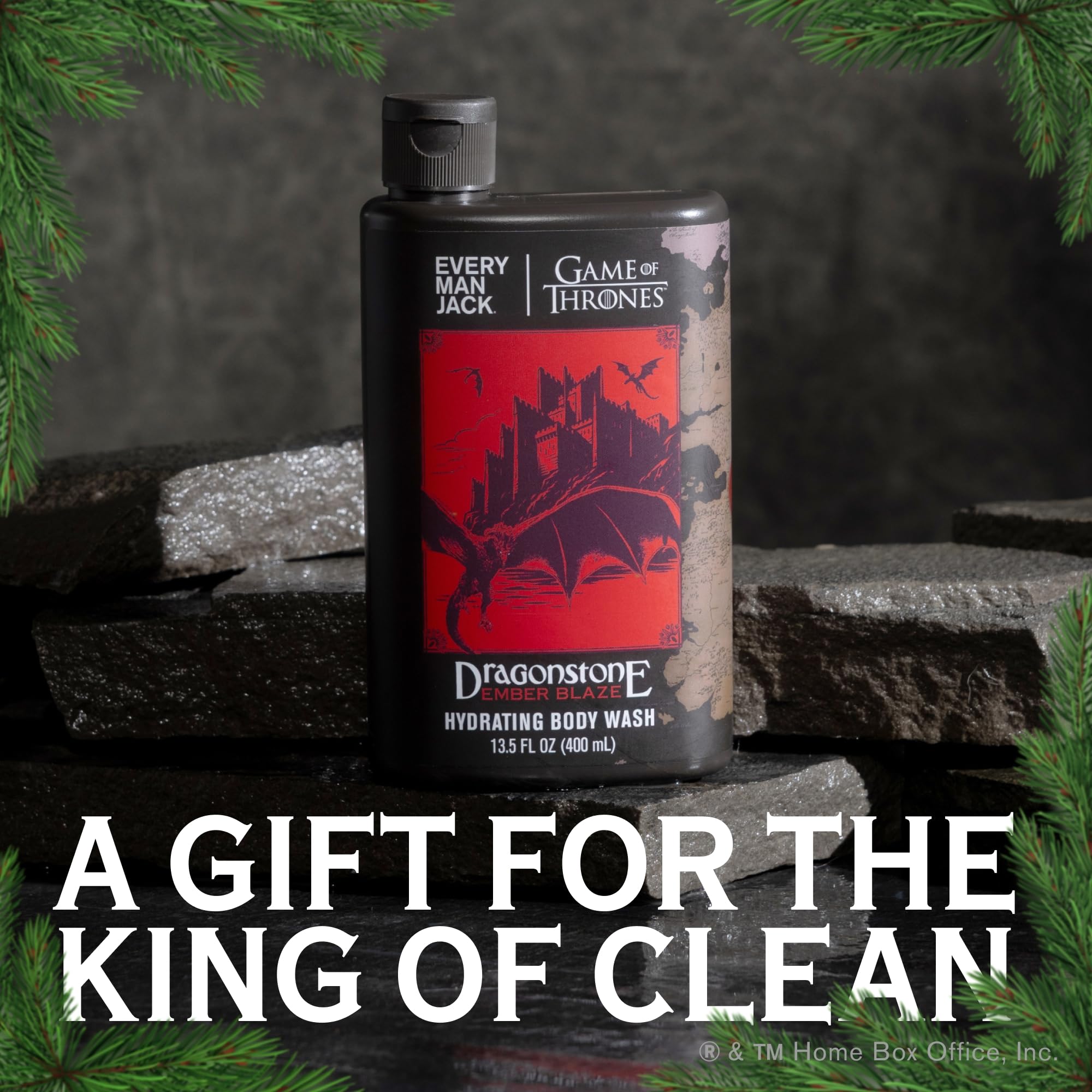 Every Man Jack Game of Thrones Ember Blaze 2-pack label close-up, premium gift-ready packaging.