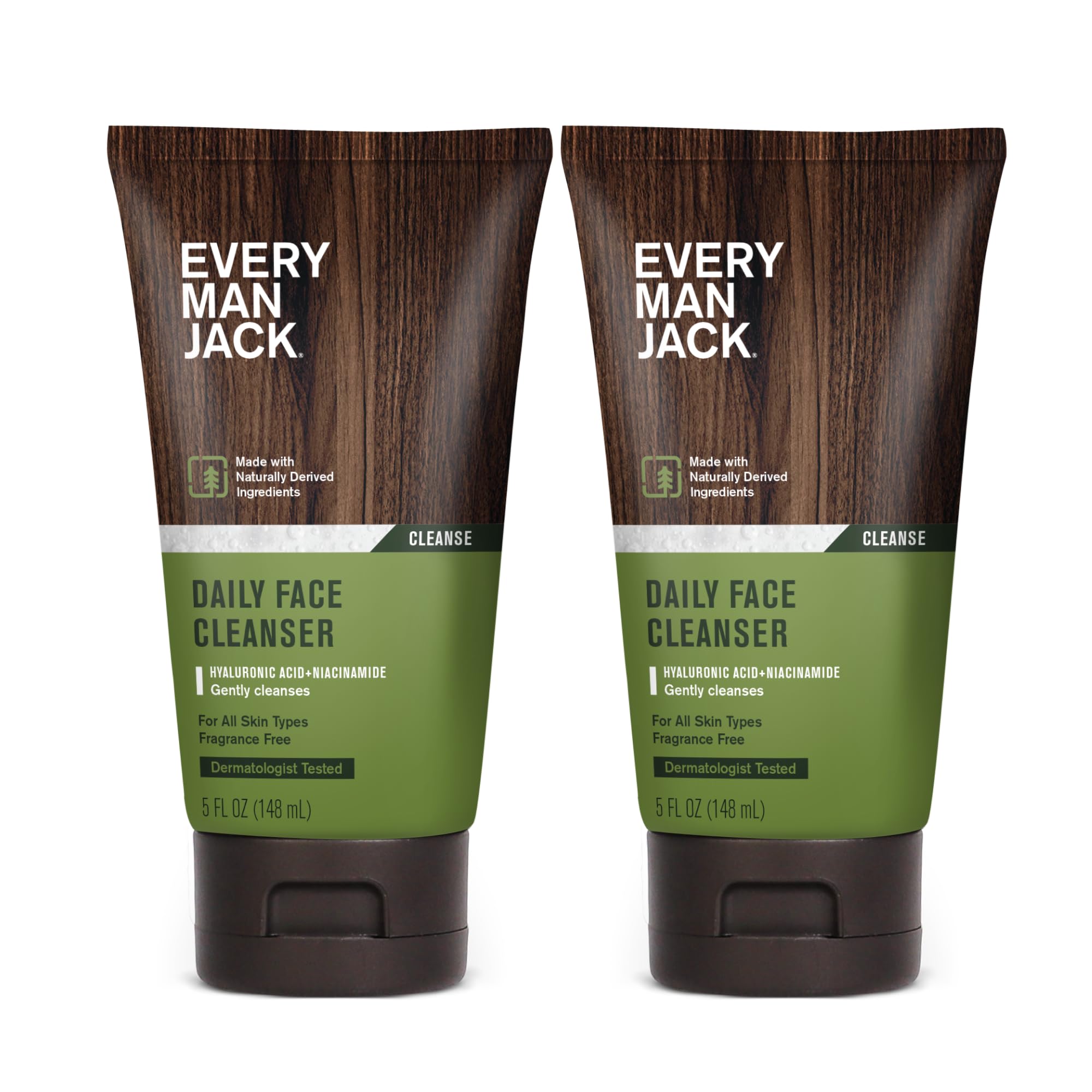 Every Man Jack Hydrating Face Wash USA-made badge signals quality and local production.