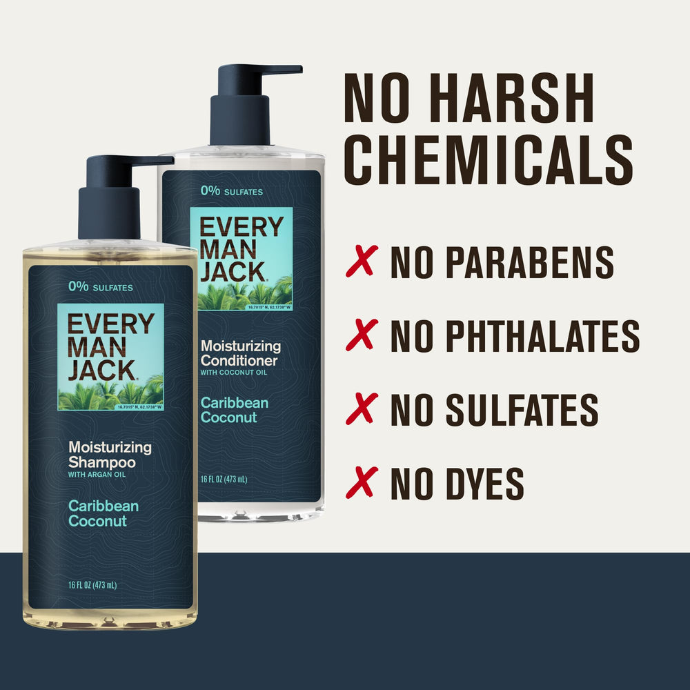 Argan oil and coconut oil blend shown as natural care ingredients.