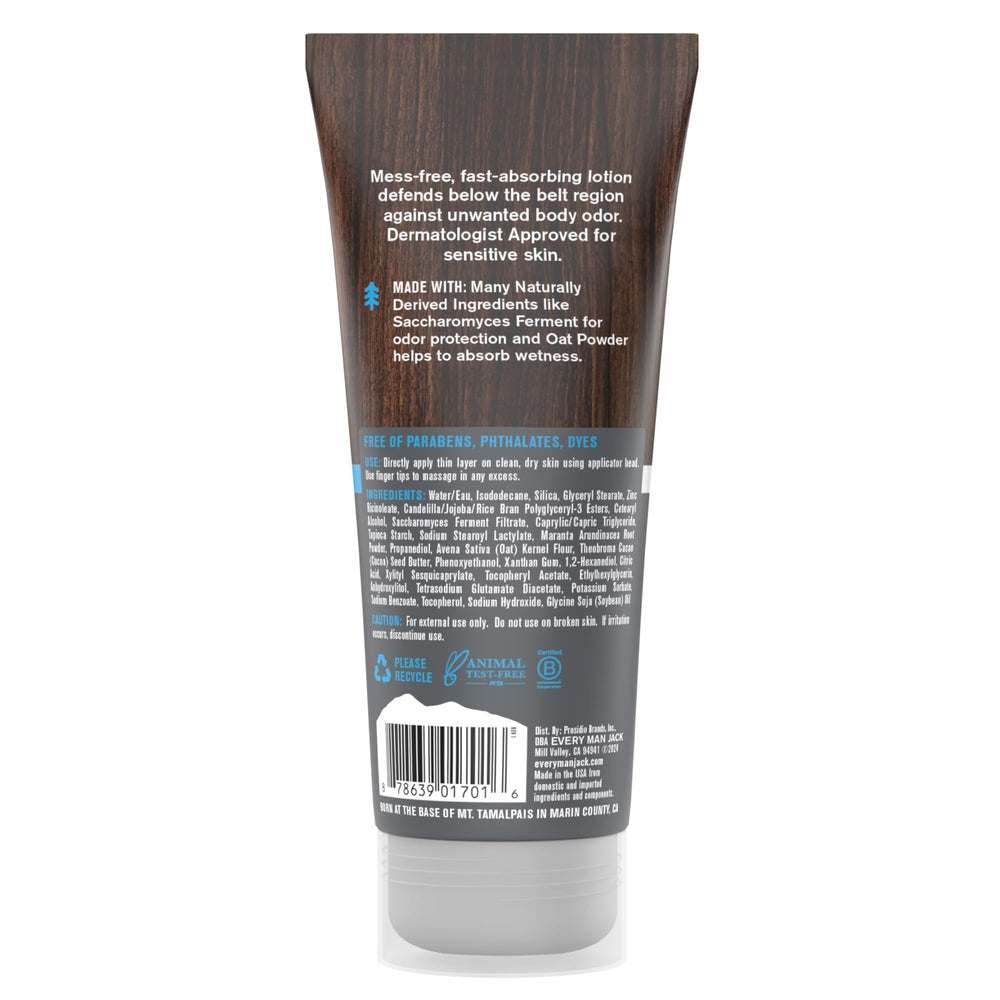 Every Man Jack ball deodorant lotion 24-hour protection visual indicating all-day confidence.