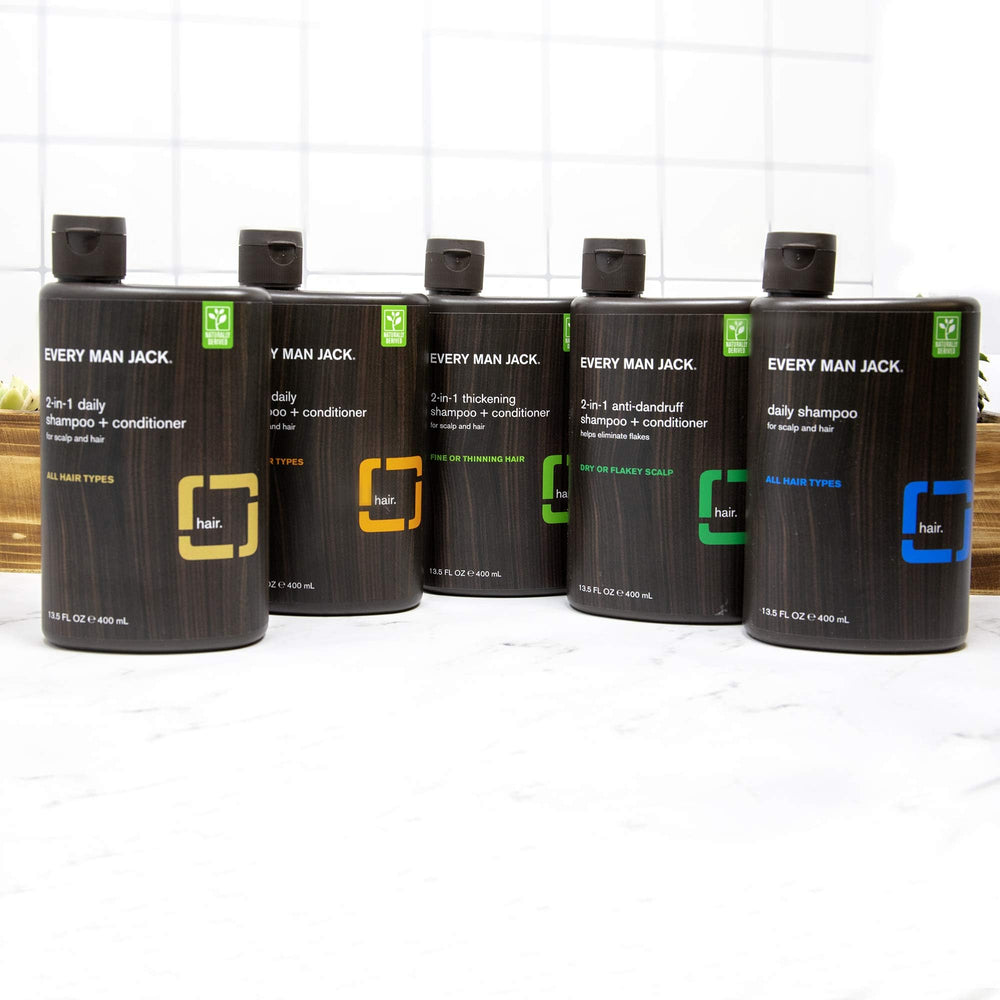 Every Man Jack natural ingredients visual highlights paraben-free formula.