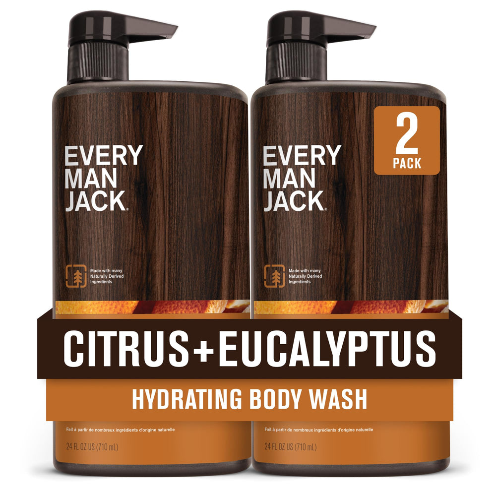 Every Man Jack Nourishing Citrus + Eucalyptus body wash bottle ready for refreshing shower