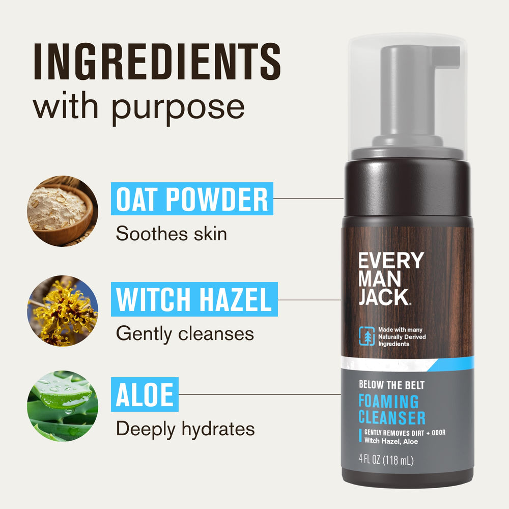Every Man Jack oat powder soothing touch for irritated areas.