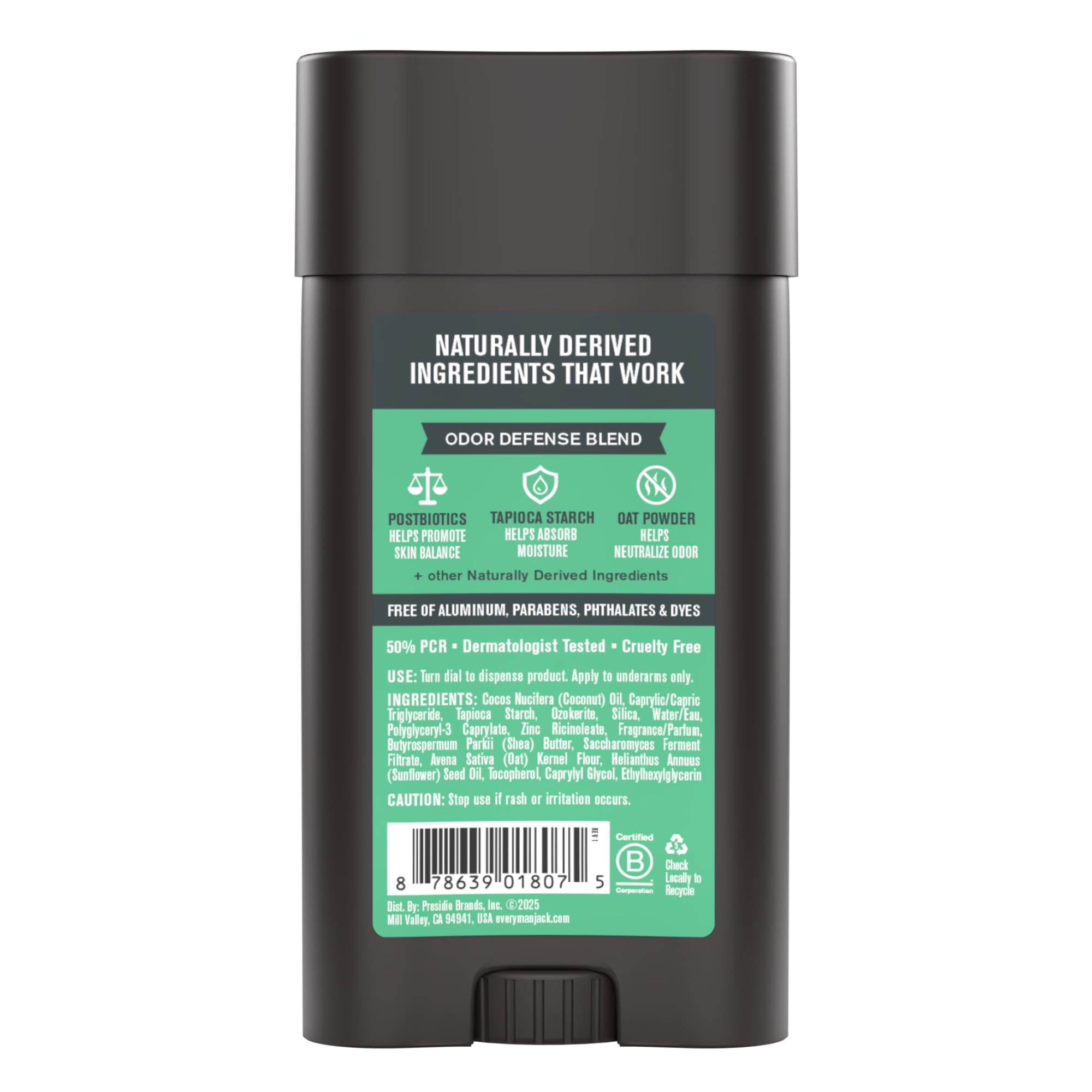 Every Man Jack Pro Deodorant Coastal Surf 2.6 oz fits gym bag for on-the-go use.