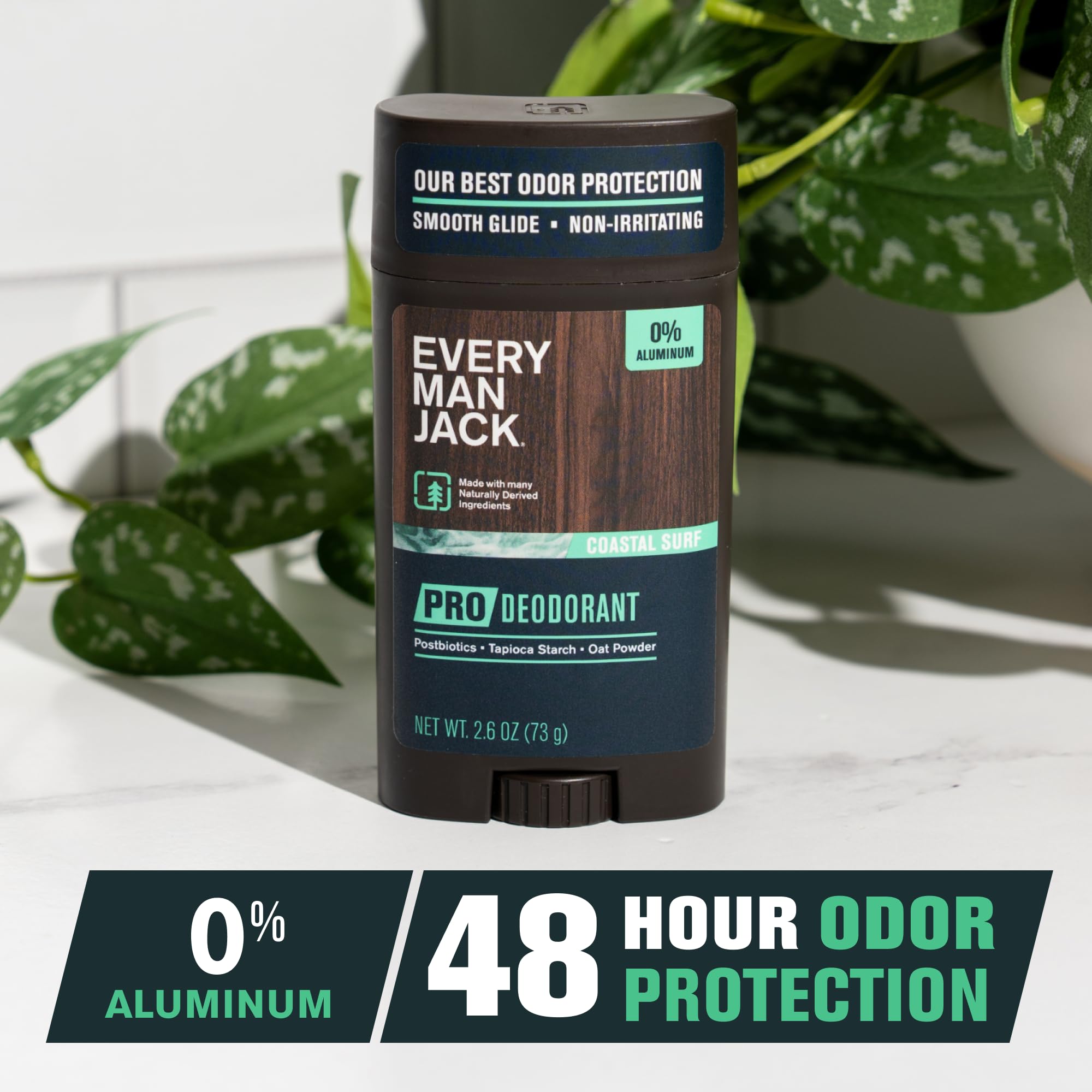 Every Man Jack Pro Deodorant Coastal Surf application swatch shows easy glide and skin-friendly feel.