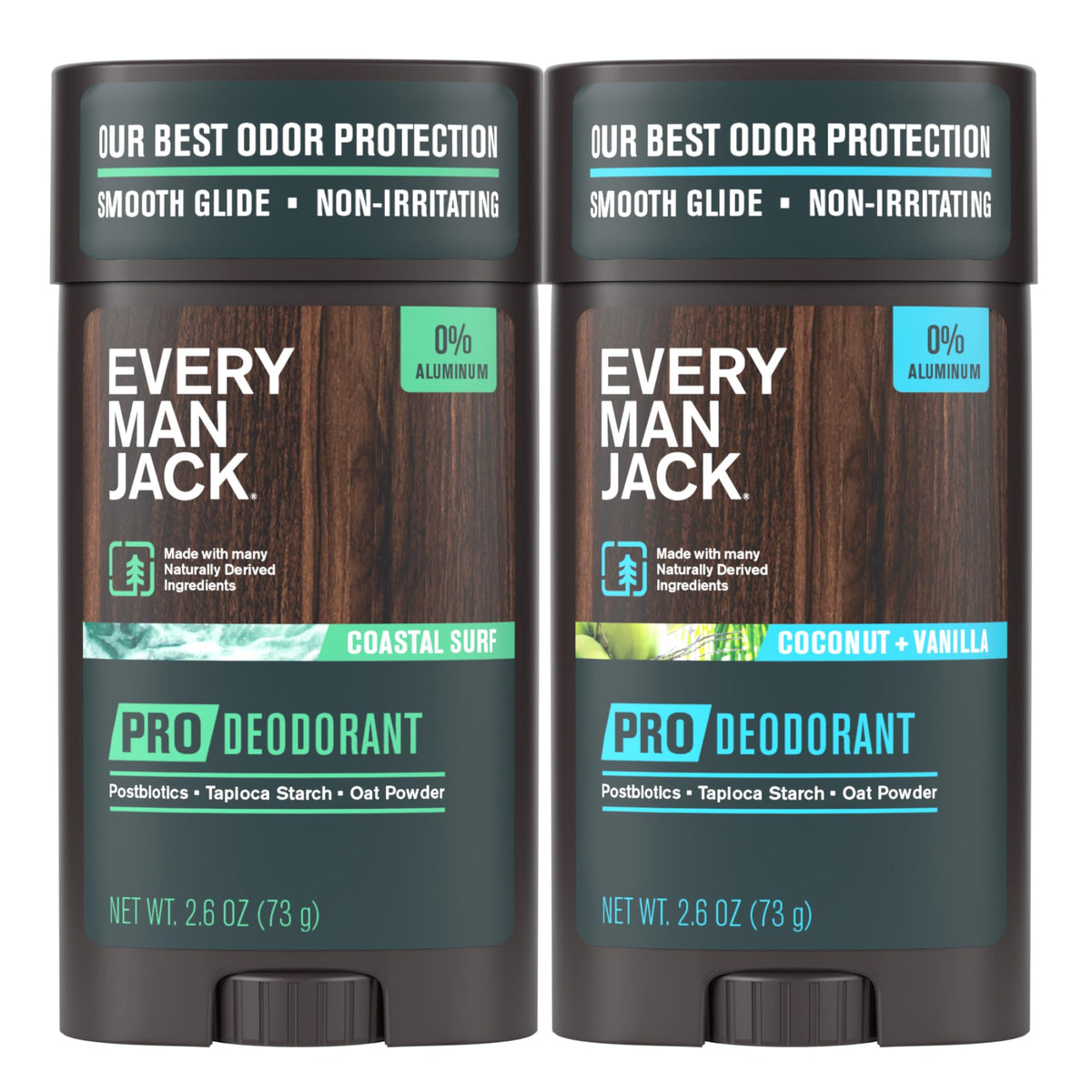 Every Man Jack Pro Deodorant Coastal Surf bottle on a bathroom counter for all-day freshness.