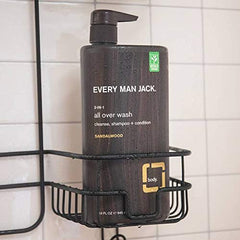 Every Man Jack Sandalwood bottle close-up highlighting ingredients