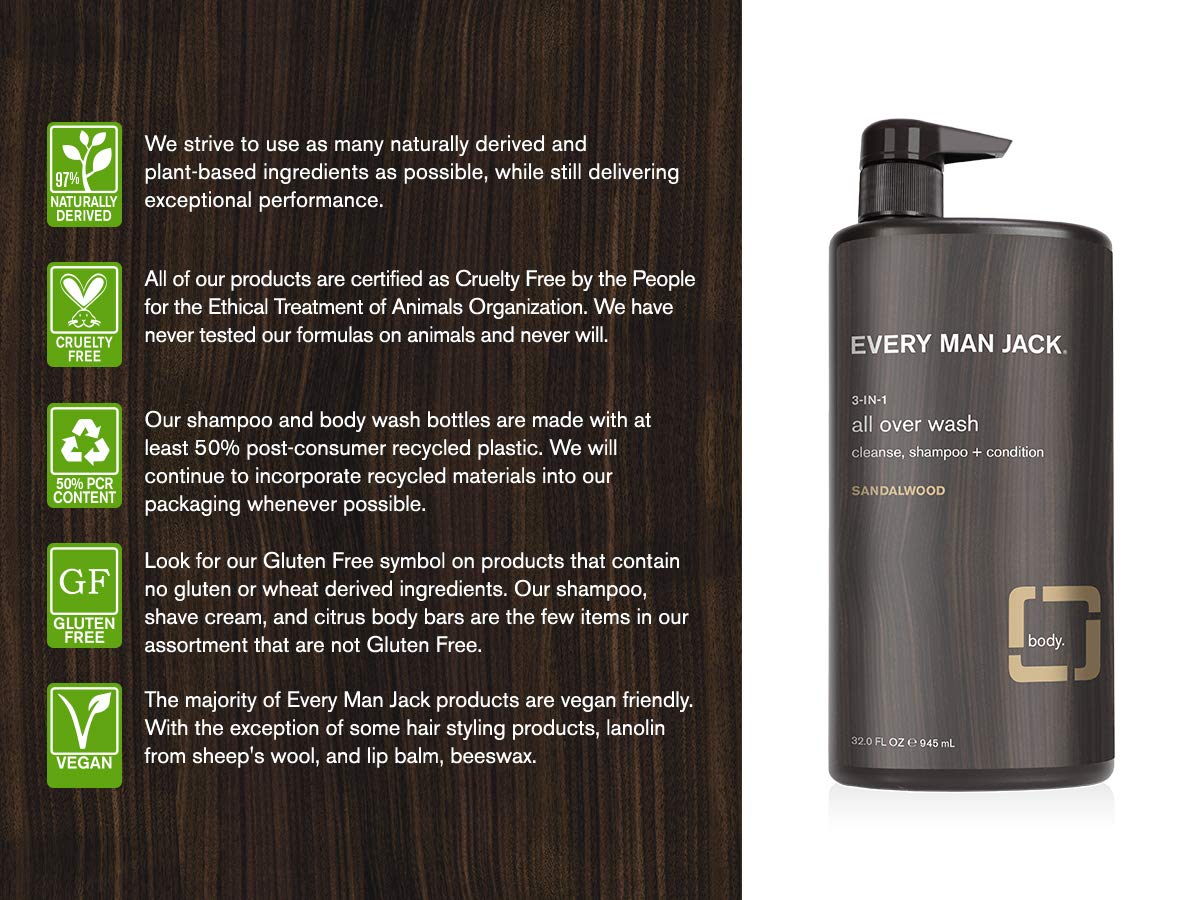 Every Man Jack Sandalwood 3-in-1 wash for hair cleansing