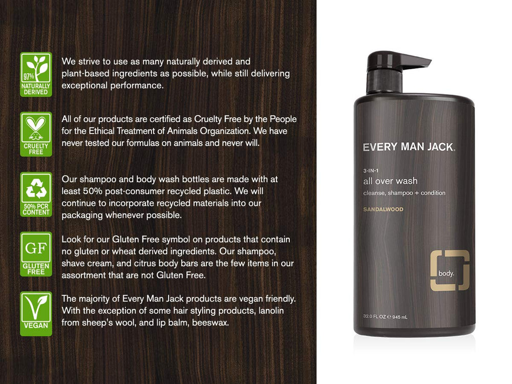 Every Man Jack Sandalwood 3-in-1 wash for hair cleansing