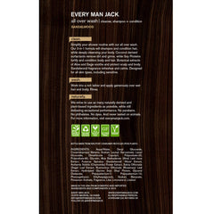 Every Man Jack Sandalwood 3-in-1 wash lather during shower