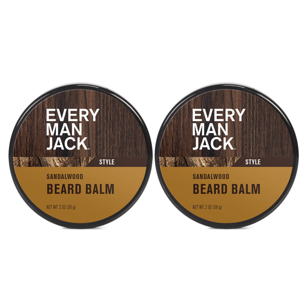 Travel-ready packaging for Every Man Jack sandalwood beard balm.