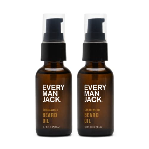 Every Man Jack sandalwood beard oil daily-use bottle fits travel grooming.