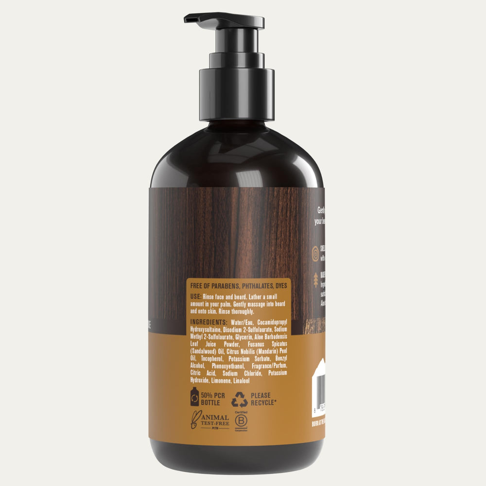 Every Man Jack Sandalwood Beard Wash prepares skin for post-shower hydration.