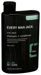 Every Man Jack Sea Salt 2in1 label front closeup, clean design and branding.