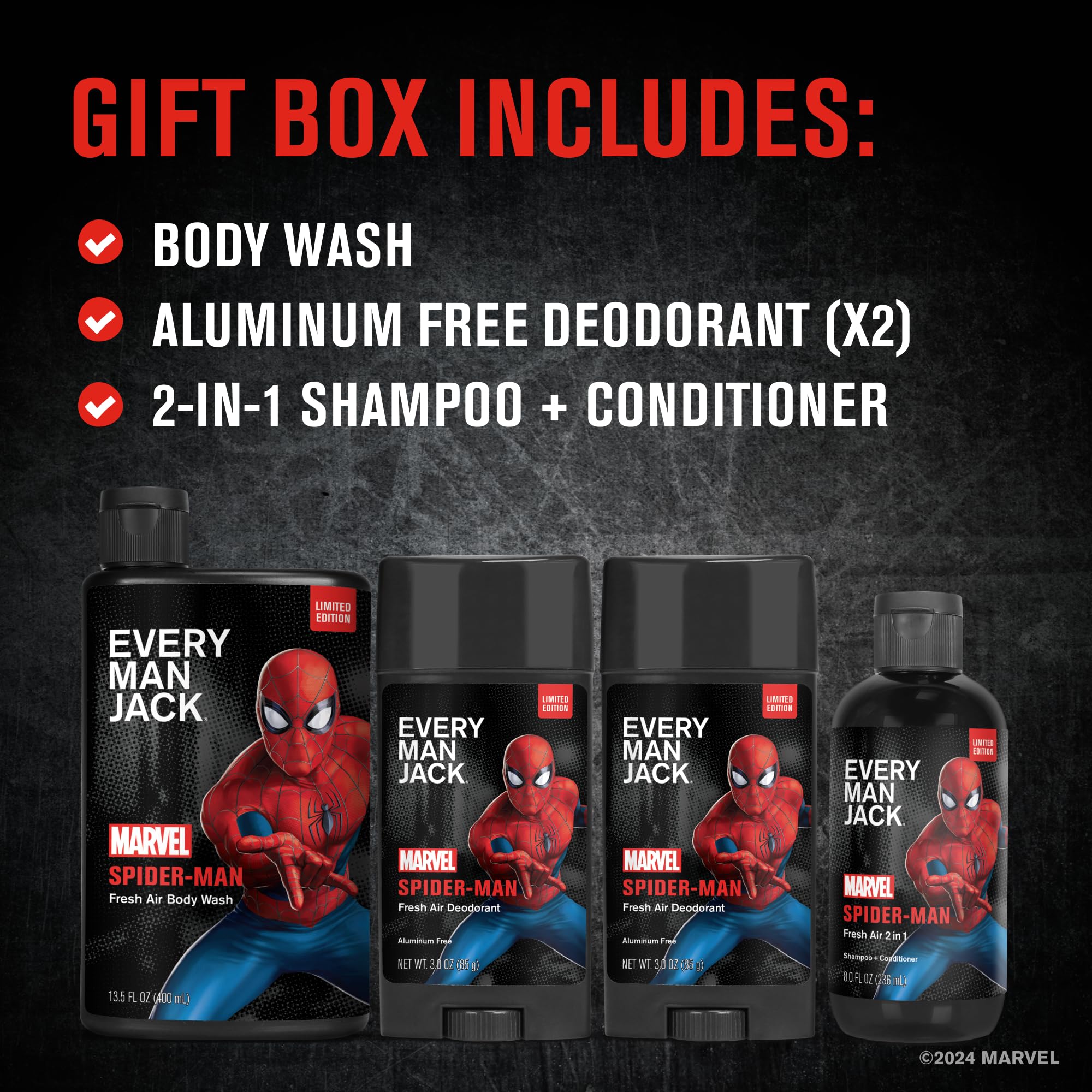 Every Man Jack Spider-Man shampoo 2-pack for revitalizing scalp care