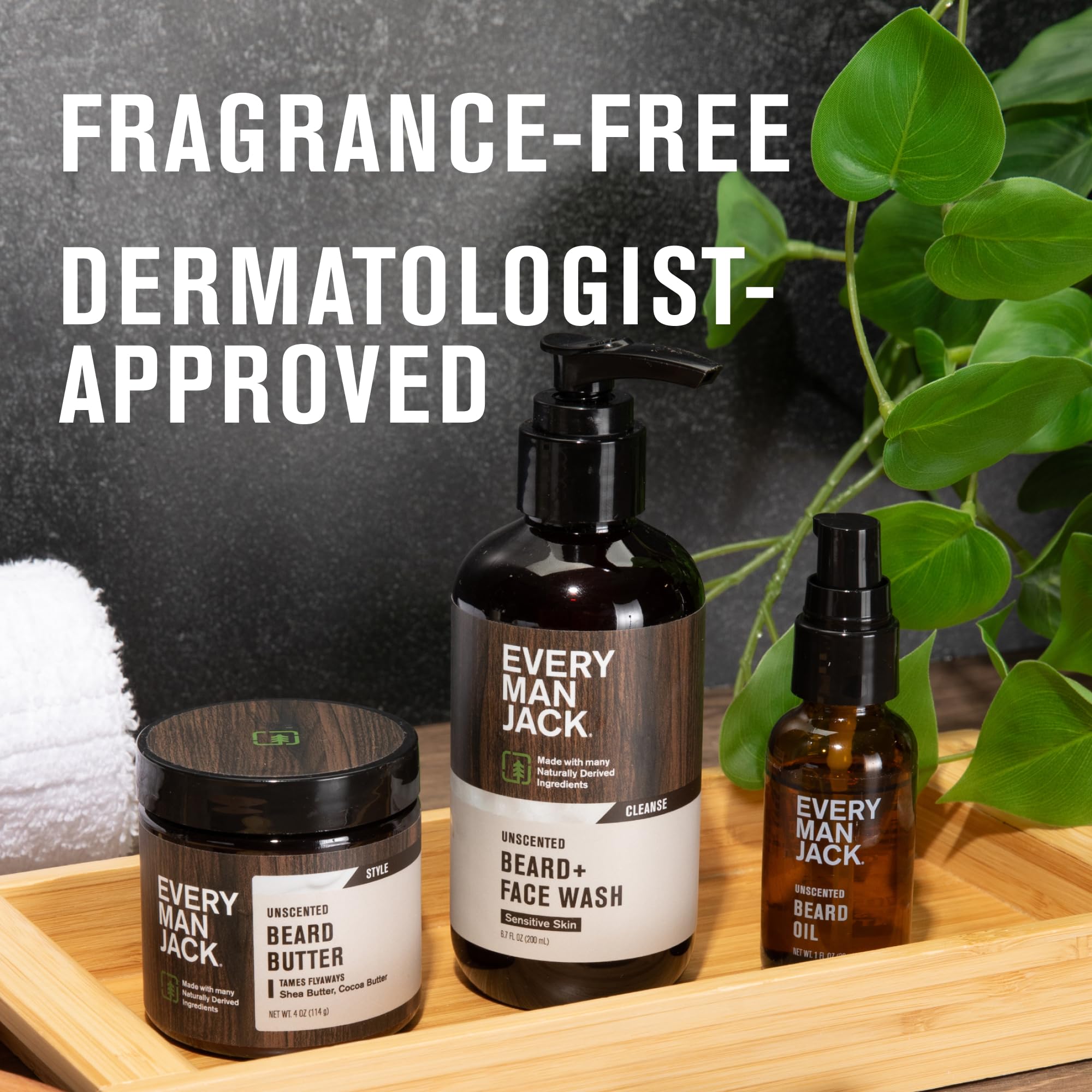 Every Man Jack unscented beard butter tube focusing on conditioning without perfume