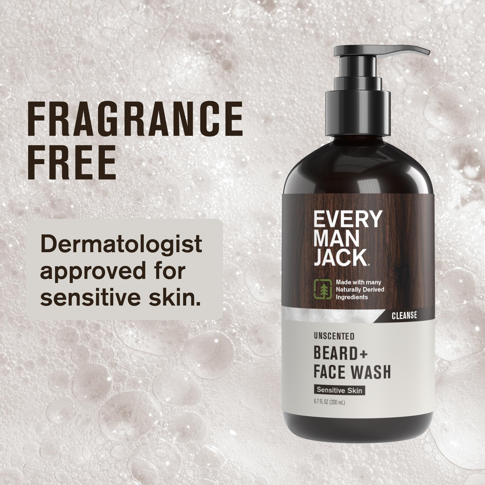 Foamy lather of Every Man Jack Unscented Beard Face Wash