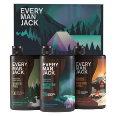 Every Man Jack Northern Lights bottle with invigorating scent for a refreshing morning shower.