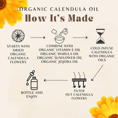 Everyday Beauty calendula oil being applied in skincare routine.