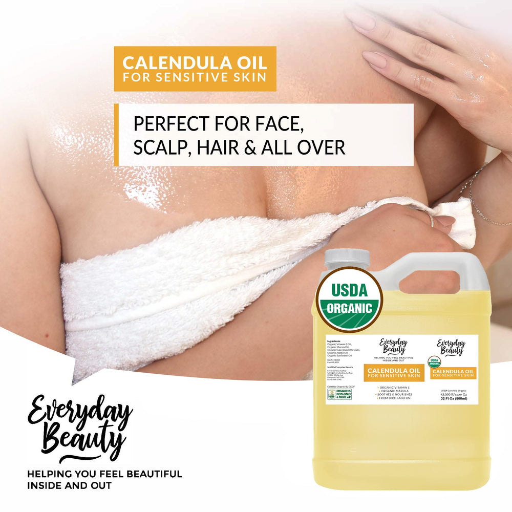 everyday beauty calendula oil leaves skin feeling soft after use.