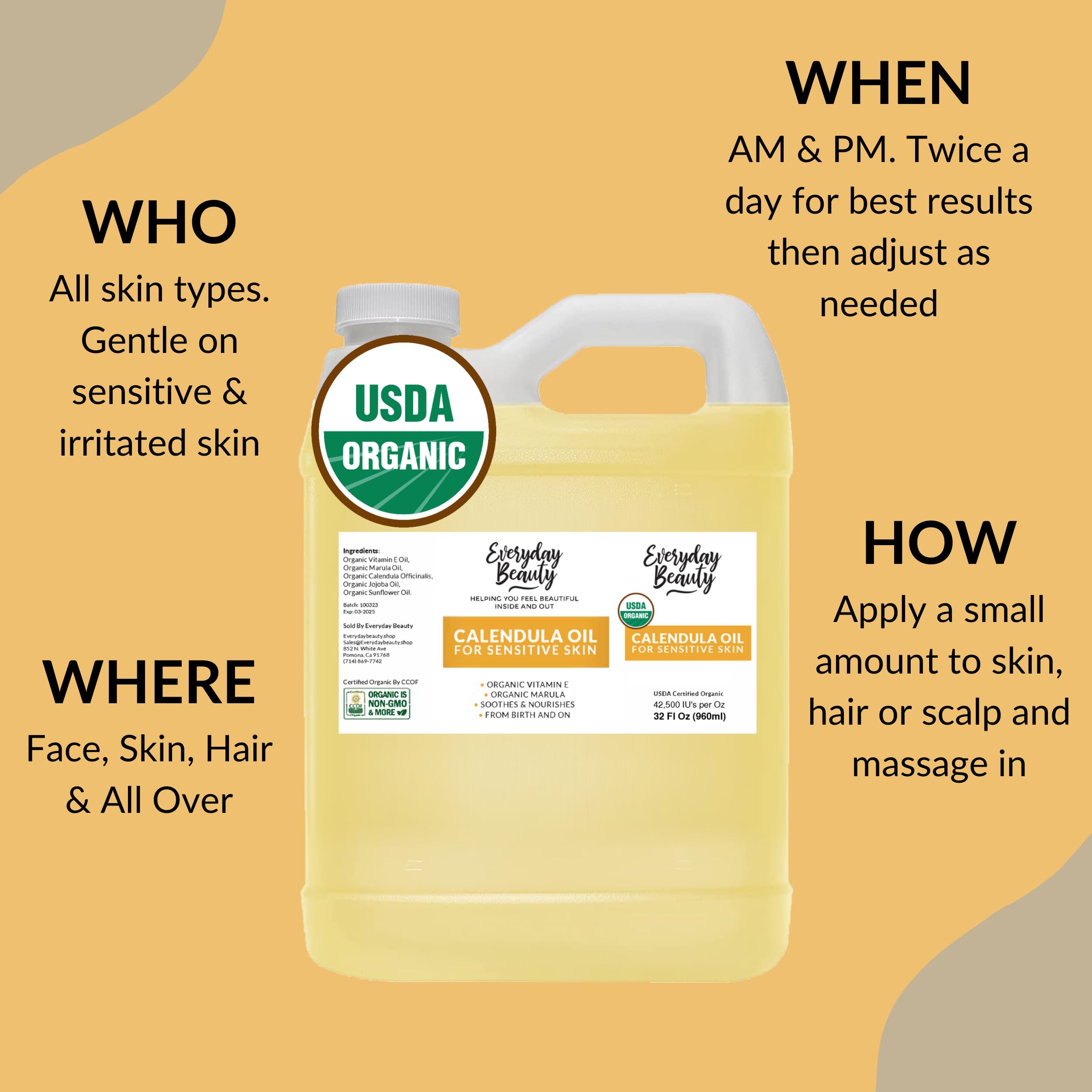 everyday beauty patch test instruction near bottle for safe daily use.