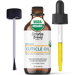Everyday Beauty organic cuticle oil bottle with hydrating formula.