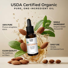 Everyday Beauty Organic Sweet Almond Oil dropper close-up for precise, mess-free application.