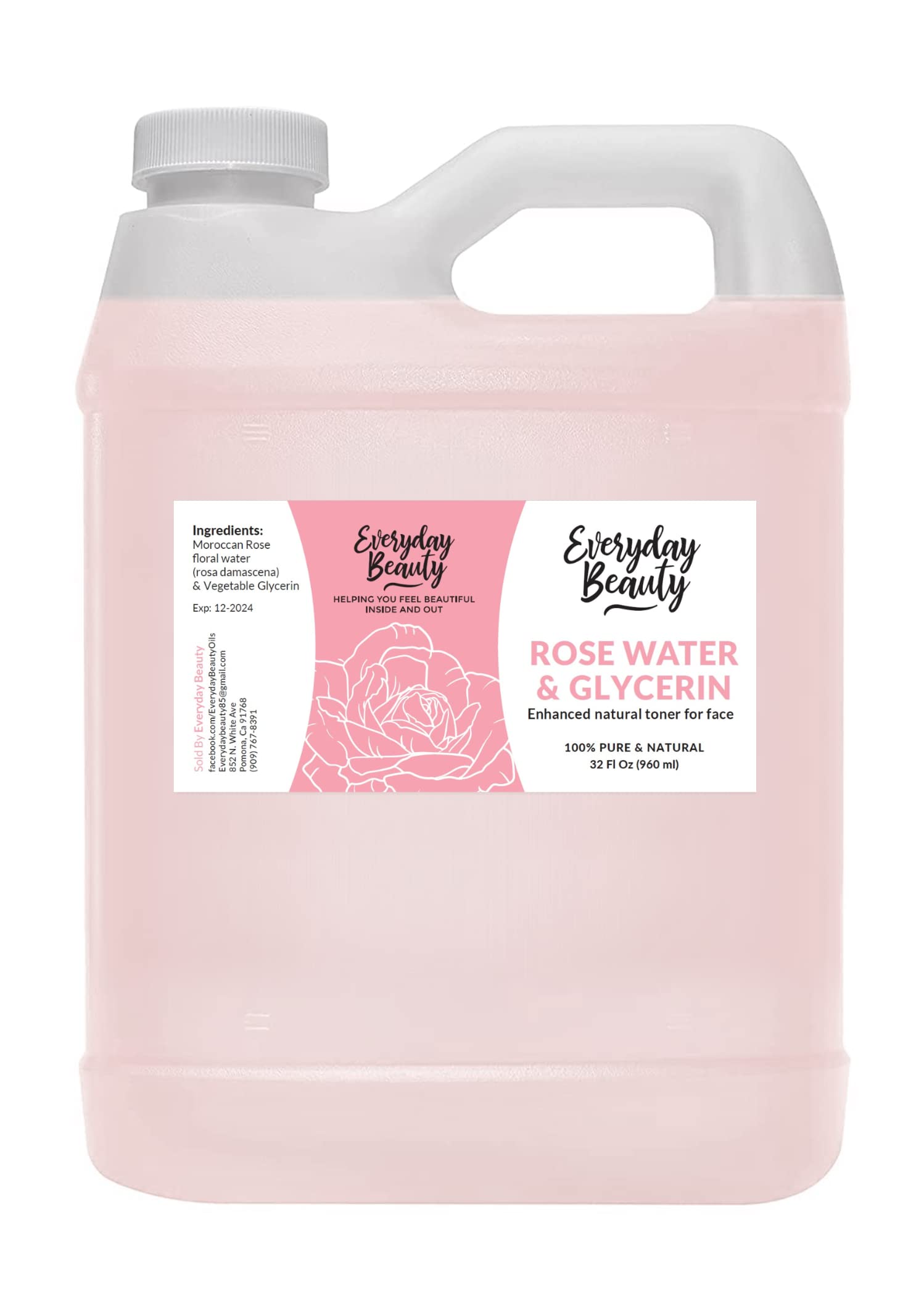 Everyday Beauty Rose Water Toner bottle for all-day hydration and soothing fragrance.