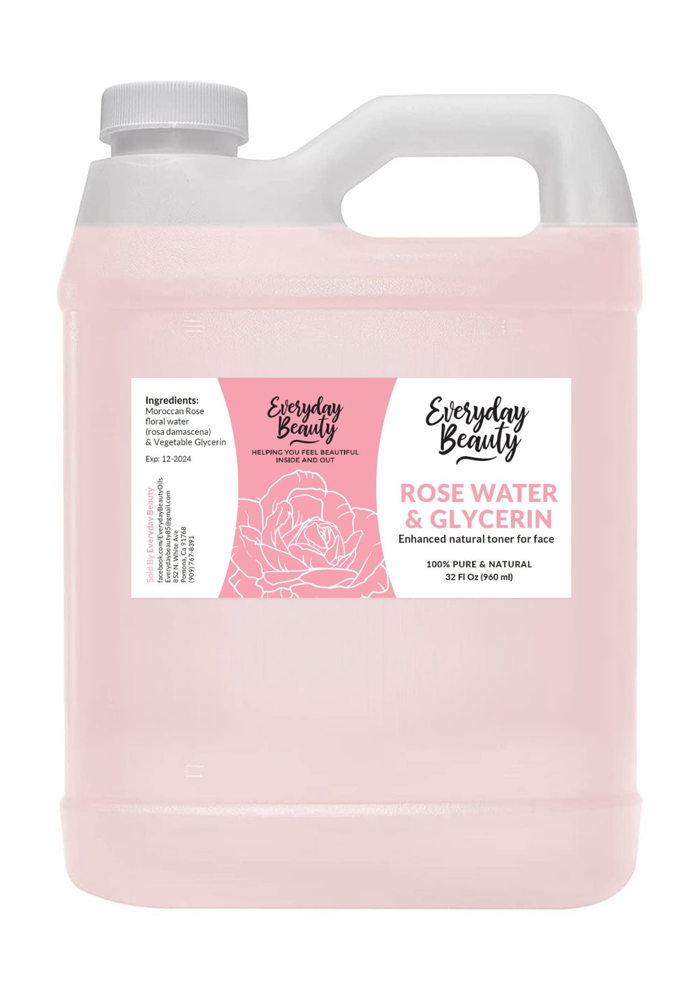 Everyday Beauty Rose Water Toner bottle for all-day hydration and soothing fragrance.