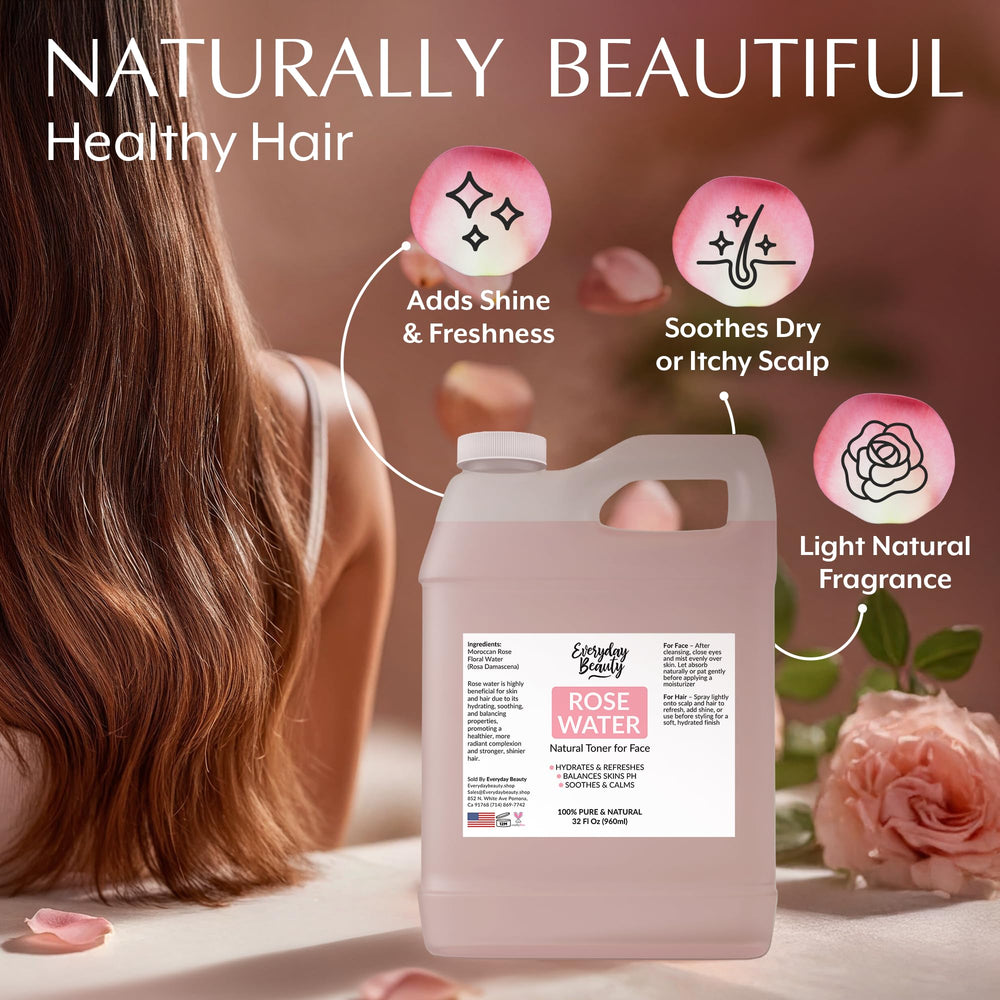 Everyday Beauty Rose Water Toner face-application demonstrates hydrating toning without heavy residue.