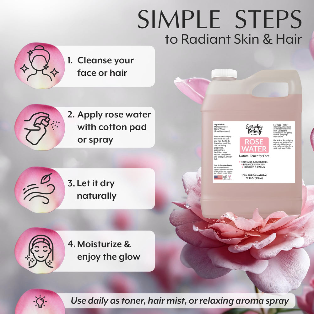 Everyday Beauty Rose Water Toner ingredients reveals simple, all-natural formula.